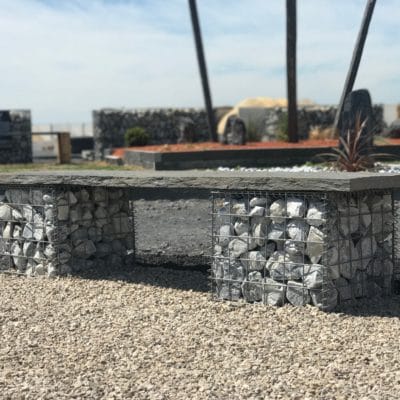 Banc gabion assise ardoise