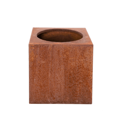 Pot carré ouverture circulaire corten