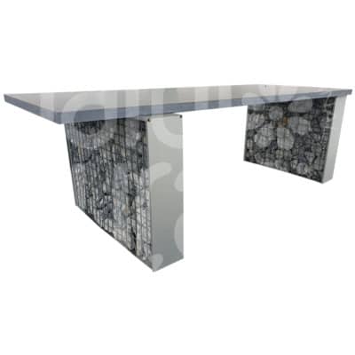 Table gabion alubox tranche pierre bleue